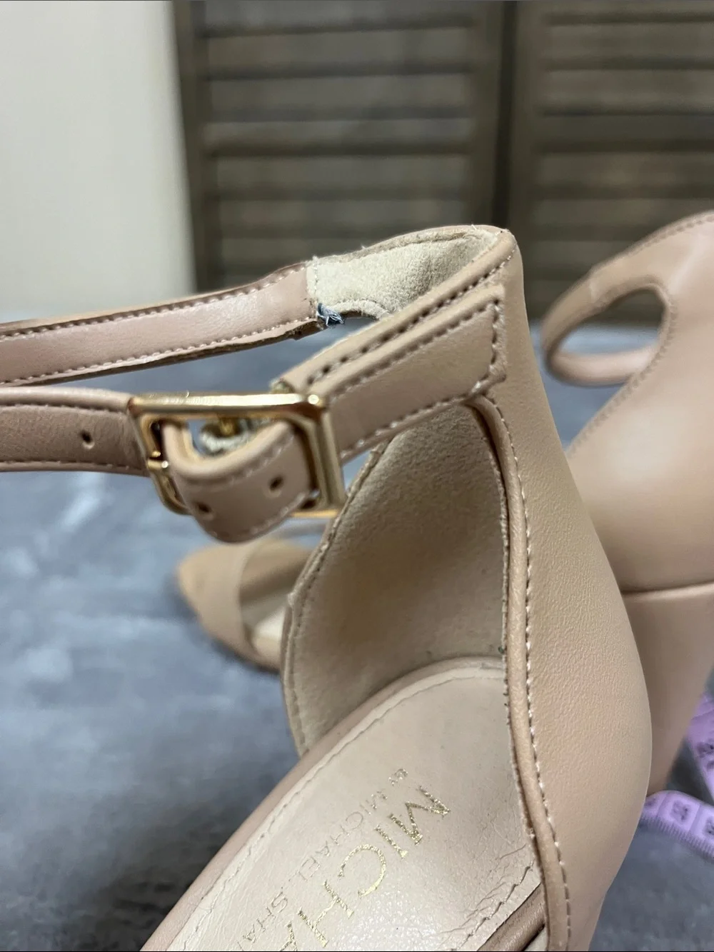 MICHAEL Michael Kors Beige Ankle-Strap Block Heel Sandals